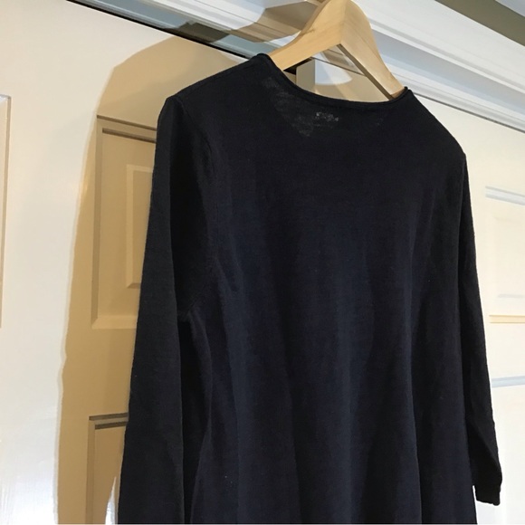 NWT J. Jill Navy 3/4 Sleeve Linen/Cotton Knit Top Lightweight Coastal Casual - Picture 5 of 11